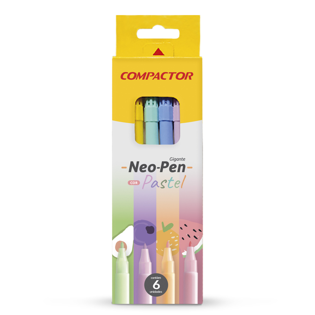 Canetinha Hidrográfica Pastel 6 Cores Neo-Pen Gigante Compactor