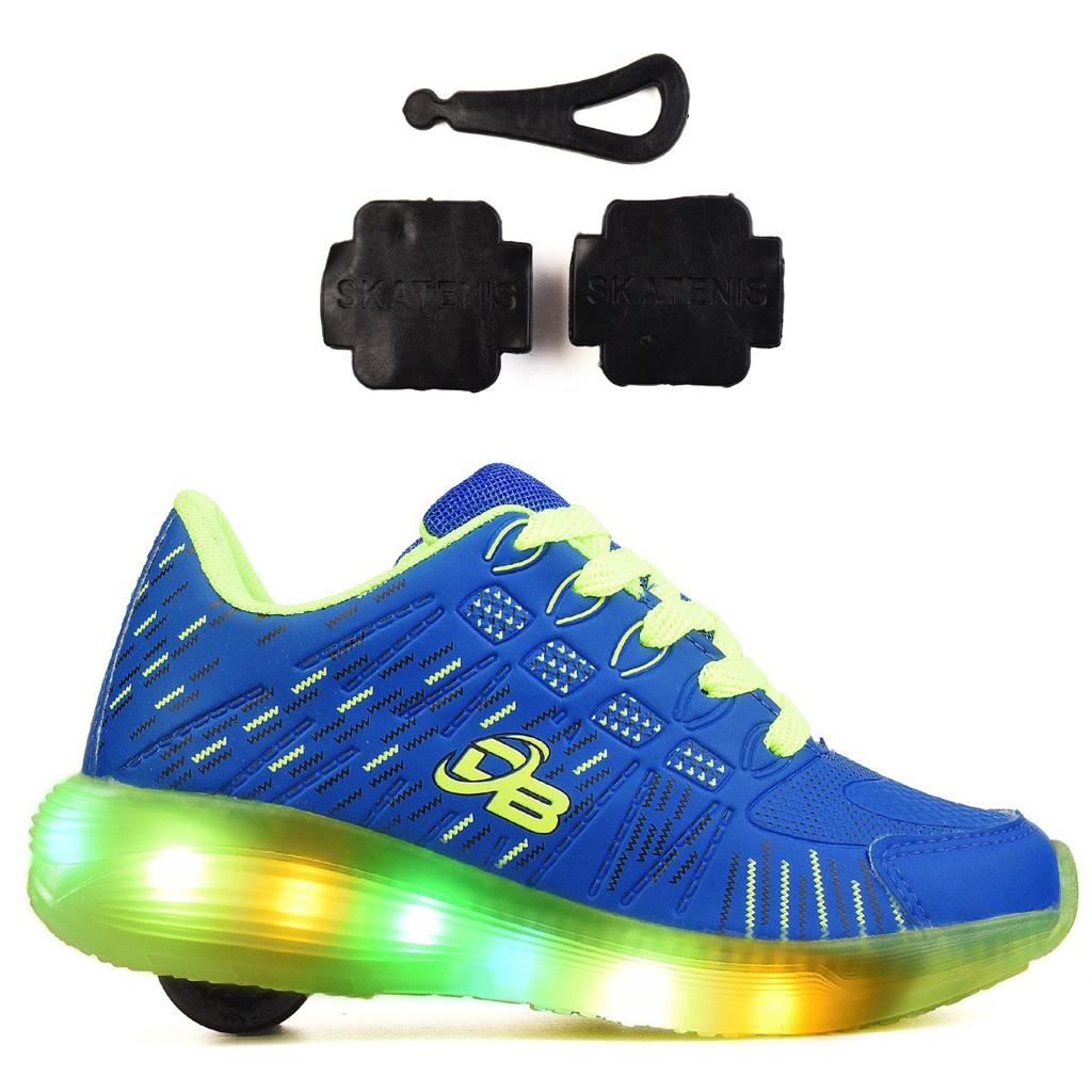 Tenis Rodinha Com Led Infantil Masculino Feminino Escolar Dino Baby 24ao36