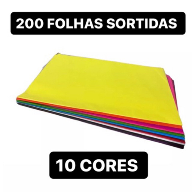 Pacote de seda 20 gramas 50 x 70 com 200 folhas  sortidas divididas em 10 cadernos com 20 folhas cada em Oferta na Shopee