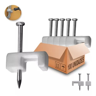 100pcs Fixa Fio 14/16 Miguelão Grampo 2,5mm Com Prego De Aço em Oferta na Shopee
