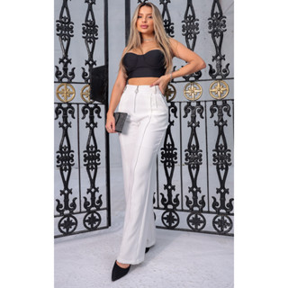 Calça Alfaiataria feminina de Zíper Frontal