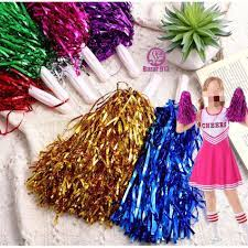 kit com  12 unidades pompom metalizada torcida dança líder 20cm