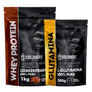 Kit: Whey Protein Concentrado 1Kg + Glutamina 500g - 100% Importado - Soldiers Nutrition