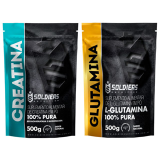 Kit: Creatina Monohidratada 500g + Glutamina 500g - 100% Puro Importado - Soldiers Nutrition