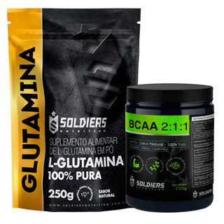 Kit: BCAA Em Pó 250g + Glutamina 250g - 100% Puro Importado - Soldiers Nutrition