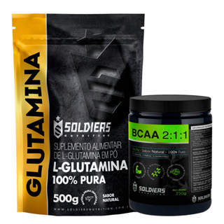 Kit: BCAA Em Pó 250g + Glutamina 500g - 100% Puro Importado - Soldiers Nutrition