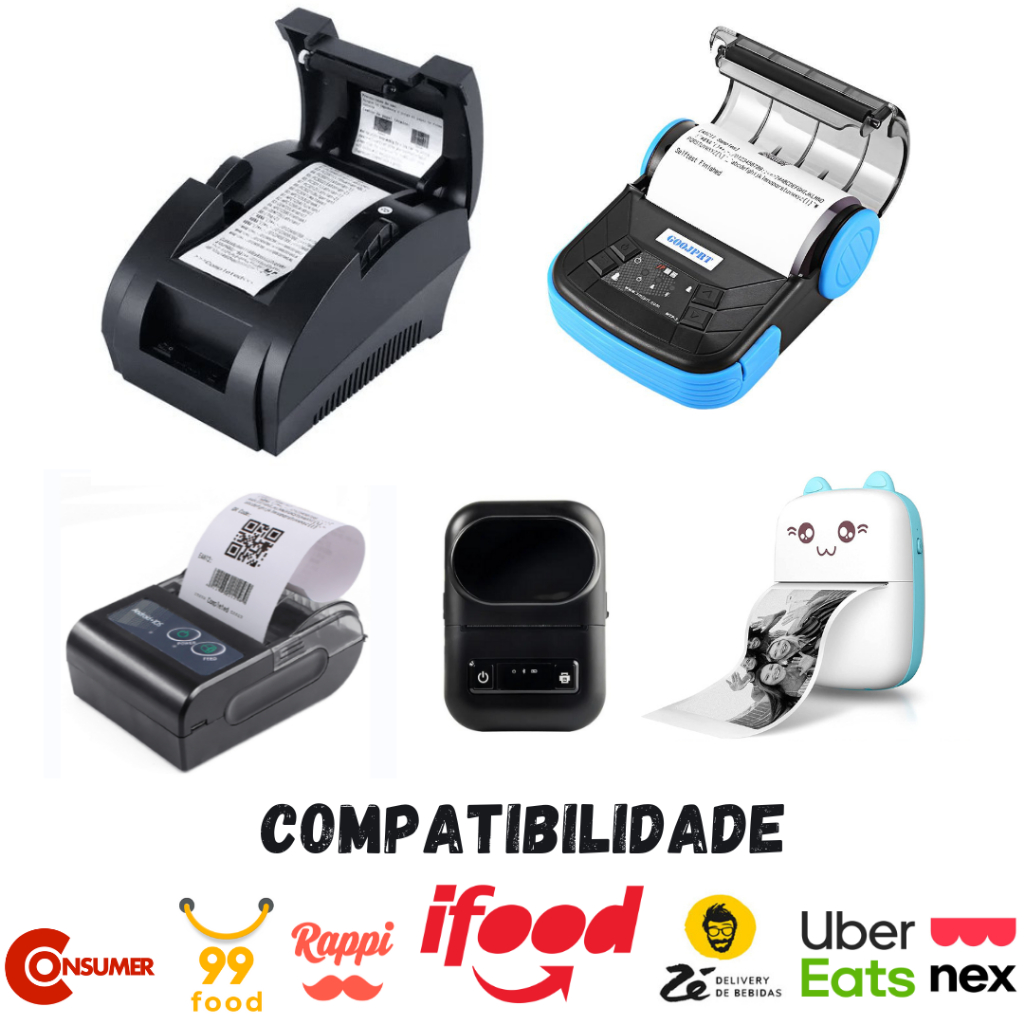 Impressora Térmica Ticket De Cupom 58mm 80mm Bluetooth Não Fiscal Para Pc USB Bivolt