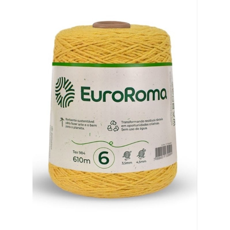 Barbante Euroroma n° 6 - Amarelo Ouro - 610m em Oferta na Shopee