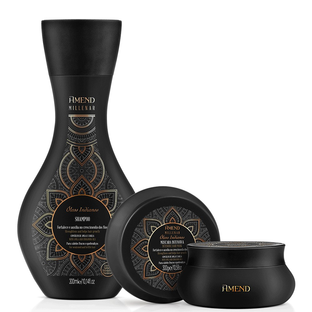 AMEND KIT MILLENAR ÓLEOS INDIANOS SHAMPOO 300ml + MASCARA 300g - Beauty