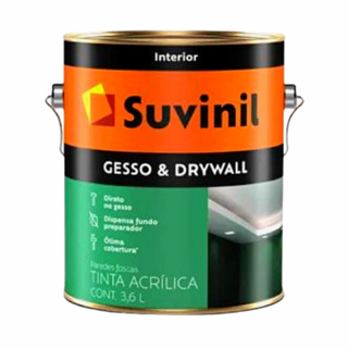 Tinta Acrílica Para Gesso E Drywall Fosco Branco 3,6 Litros em Oferta na Shopee