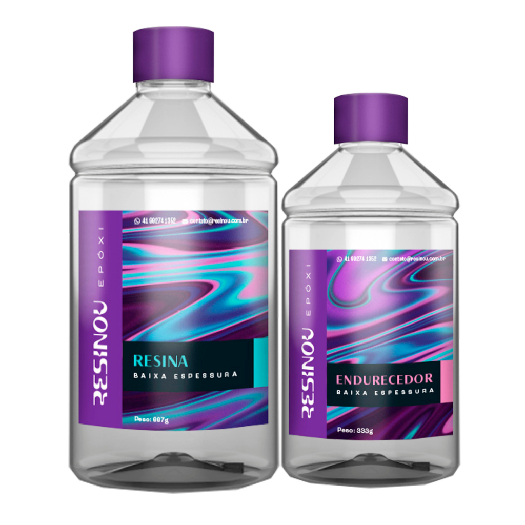 Kit Resina Epoxi Transparente Baixa Viscosidade Artesanato e Mesa de Madeira - 1 kg