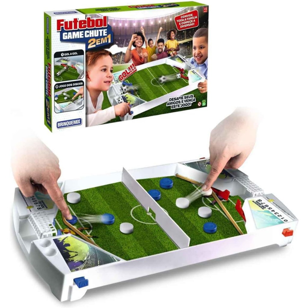 Jogo Futebol De Mesa Game Chute 2 Em 1 BrinqueMix Brinquedo