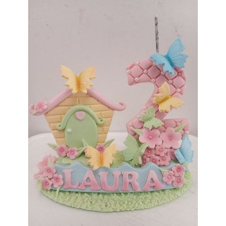 Jardim encantado das borboletas vela em biscuit topo de bolo aniversário em Oferta na Shopee