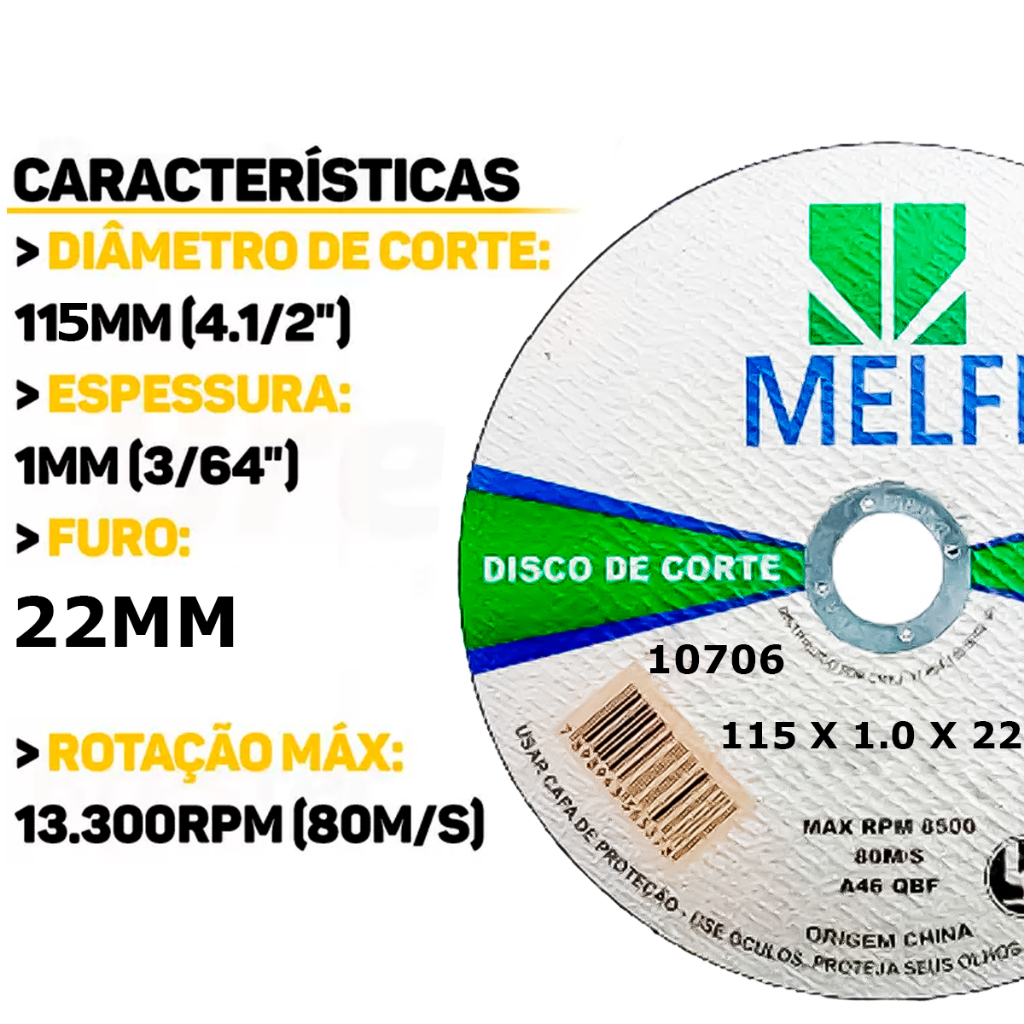 Detalhes do Disco de Corte Aço Metal Inox 4.1/2 X 1,0 Esmerilhadeira Profissional 10 Peças