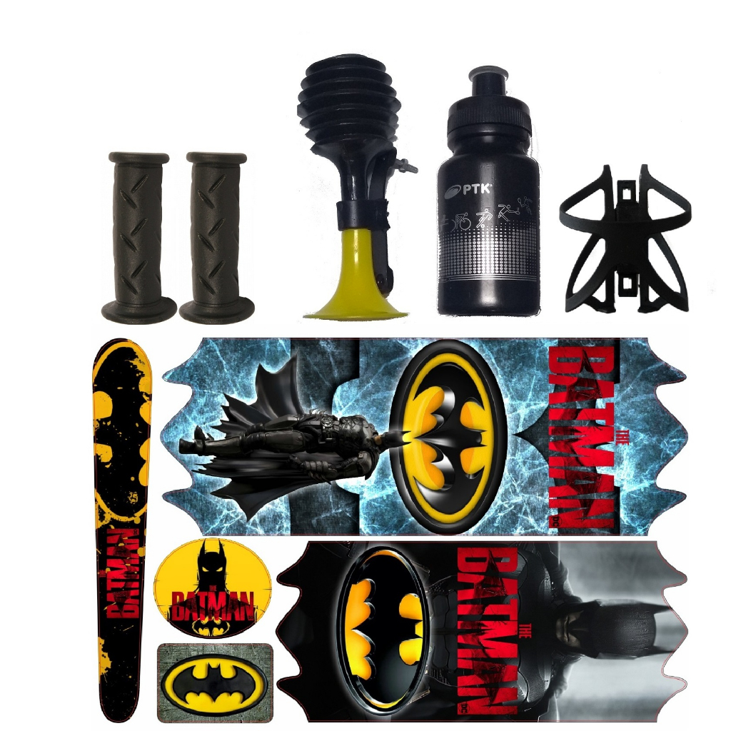 Kit Adesivo Bicicleta Infantil Buzina Manoplas Batman Aro 16