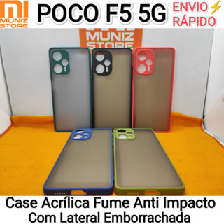Capinha Xiaomi Poco F5 5G Protetor Case Acrílica Fume Com Lateral Emborrachada Capa Anti Impacto Com Proteção na Câmera