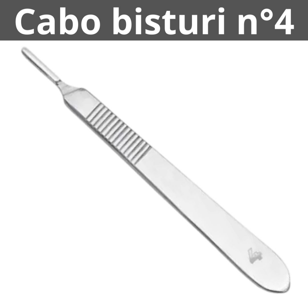 Cabo para Bisturi Em Aço Inox Nº 4  Lâm. 18 36 Alta Qualidade Ergonômico Procedimentos Médicos