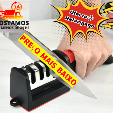 Amolador Afiador De Facas Em Aço Inox Com 3 Afiadores