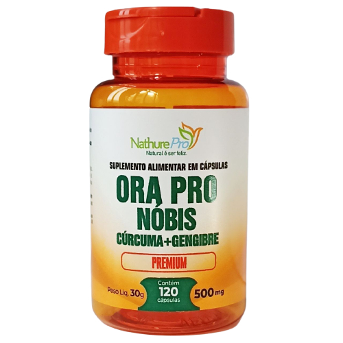 Ora Pro Nóbis (Cúrcuma + Gengibre) 120 Cápsulas 500mg - Alto valor proteico!