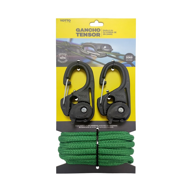 Gancho Tensor  X4 Duplo Com Corda para Camping Barraca e Lona
