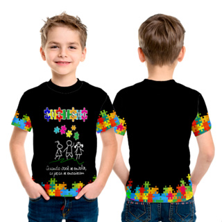 Camisa Adulto ou Infantil - Autismo Tema Black em Oferta na Shopee
