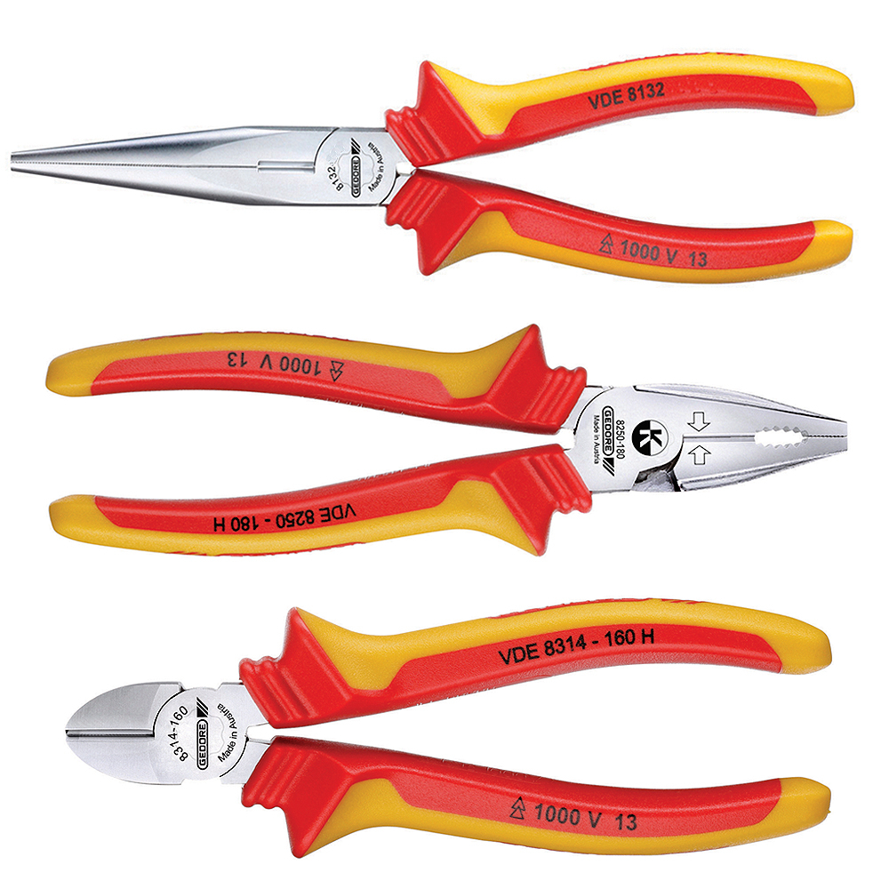 Jogo 3 Alicates Gedore Universal, Corte Diagonal e Telefone  VDE S 8003 H em Oferta na Shopee