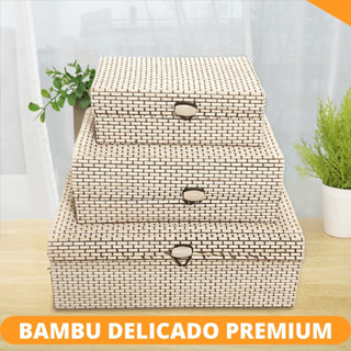 kit 3 Caixas Organizadoras Feita em Bambu Artesanal Decorativa Porta Joias Envio Imediato.