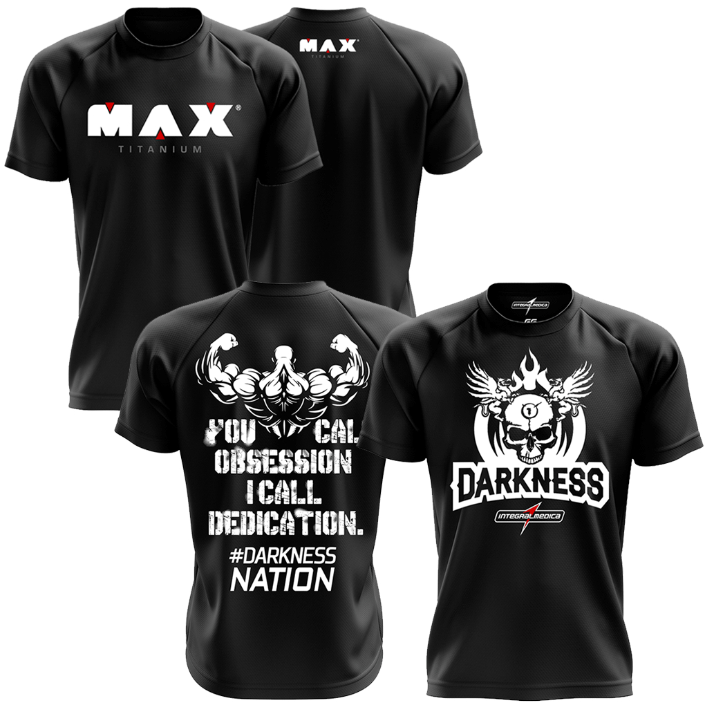 Camiseta Dry Fit Original Darkness Preta Integralmedica + Preta Max Titanium Treino