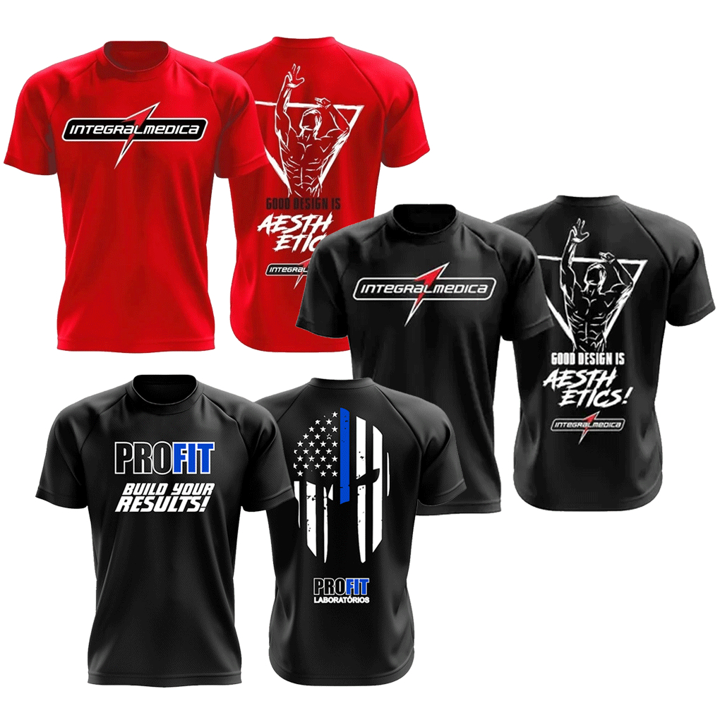 Kit 3x Camiseta Dry Fit Masculina Zyzz Preta + Vermelha + Preta Profit Academia