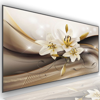 Quadro Decorativo Grande Flores Orquídeas Douradas Moderno Sala Quarto Escritório