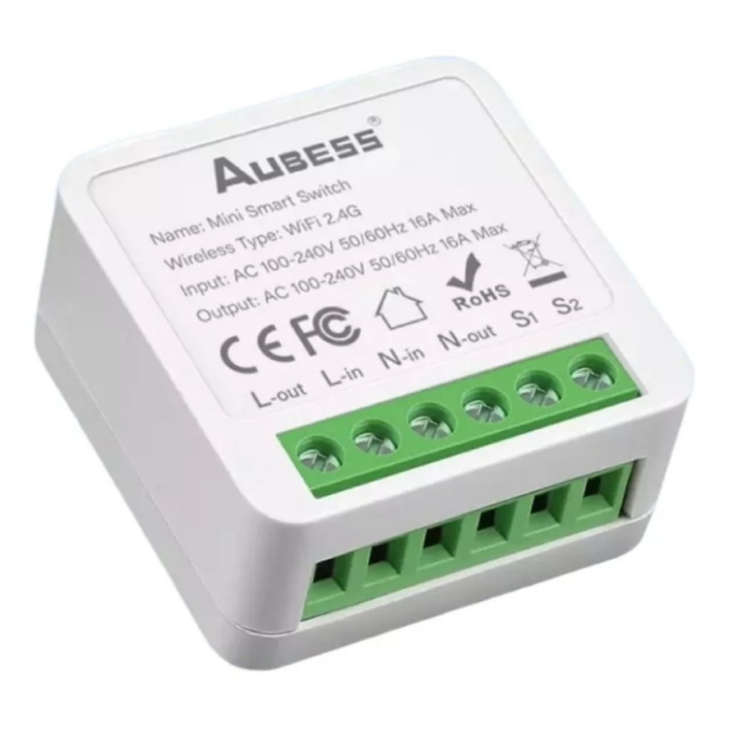 Aubess-mini Wifi Interruptor Inteligente Alexa Google Assistente APP Tuya e Smart Life