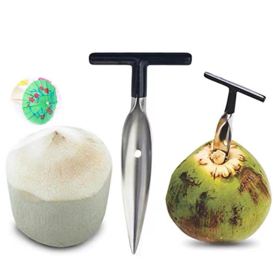 Furador De Coco Abridor Manual Profissional Aço Inox/Furador Abridor De Coco Profissional Inox Cabo Emborrachado