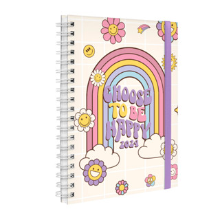 Agenda Plus 2024 Planner Semanal Retrô Arco Iris E Flores