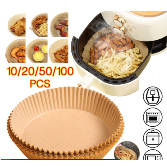 50pcs 20cm Airfryer Forro De Papel Descartável Antiaderente Esteira A Vapor Tapetes De Cozimento De Papel Redondo