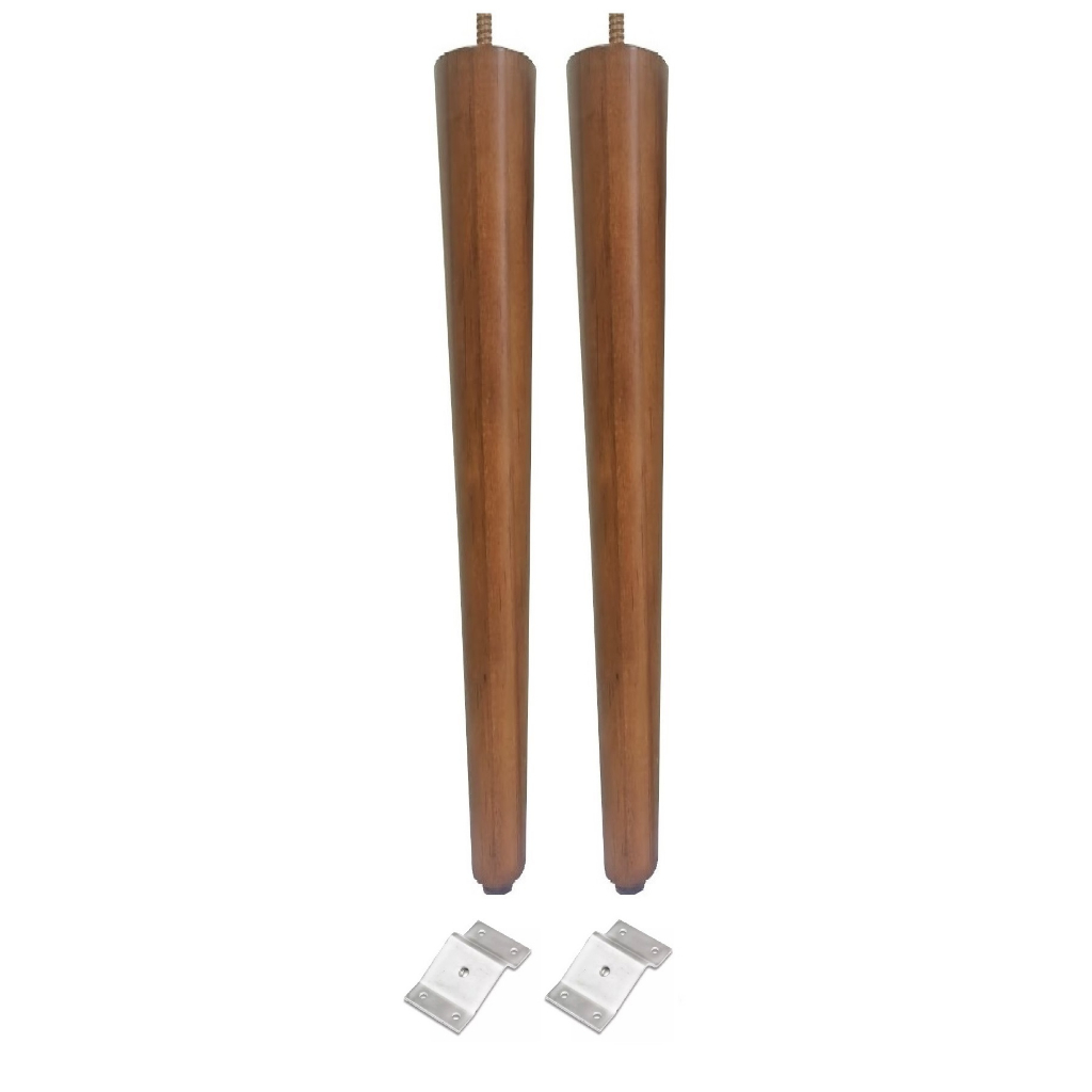 2 Pés Palito 60cm Parafuso 5/16 Madeira Pinus + 2 Chapinha Chapa Metal Inclinada - JT HOME