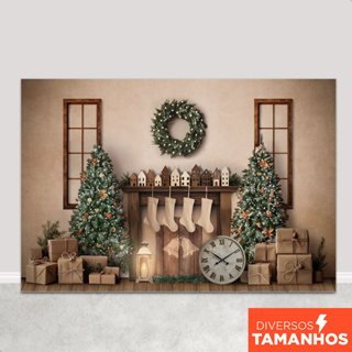 Fundo Fotográfico Natal Cenário Boho Lareira Painel para Fotos Em Tecido Sublimado - FNT-785 em Oferta na Shopee