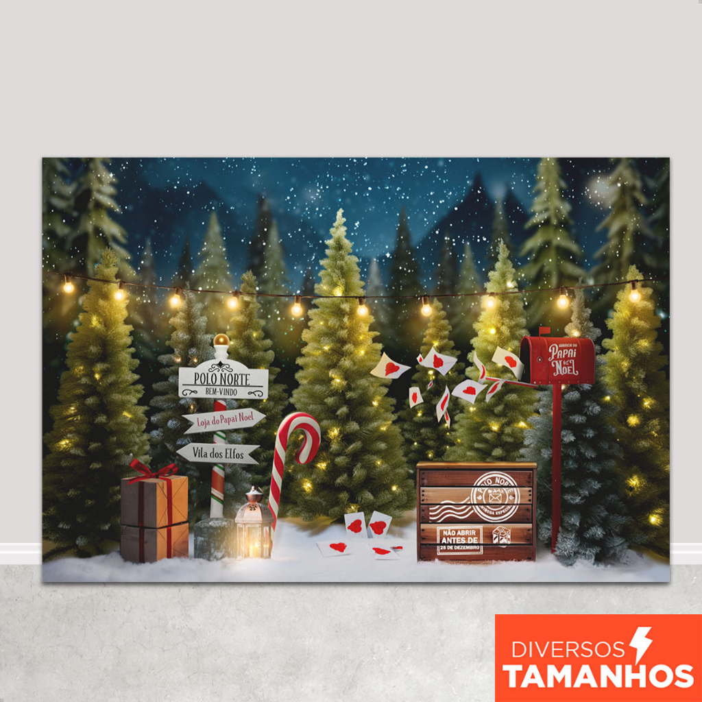 Painel Fundo Fotográfico Natal Cenário Floresta Pinheiros Natalinos Em Tecido Sublimado - FNT-792 em Oferta na Shopee
