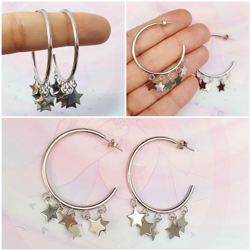 Brinco Argola Estrela Aço inox Cirúrgico Estrelas Antialérgico estrelinhas estrelinha