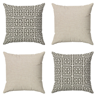 Kit 4 Capas De Almofadas 70x70 Gigantes Egípcia Geométrica Bege Cru Decorativas Para Sofá E Cama C/ Zíper em Oferta na Shopee