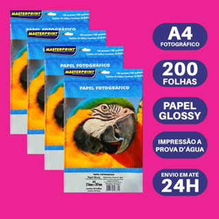 Papel Fotográfico Glossy 180g A4 Kit 200 folhas Brilho À Prova D'água MasterPrint Original em Oferta na Shopee
