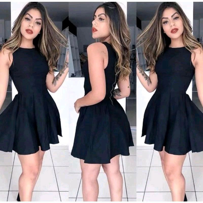 Vestido Preto Princesa Curto Feminino Rodado Boneca Super Tendência Moda Verão em Oferta na Shopee