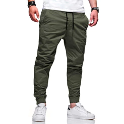 Calças Jogger Jeans Camuflada Masculina Com Punho Elástico