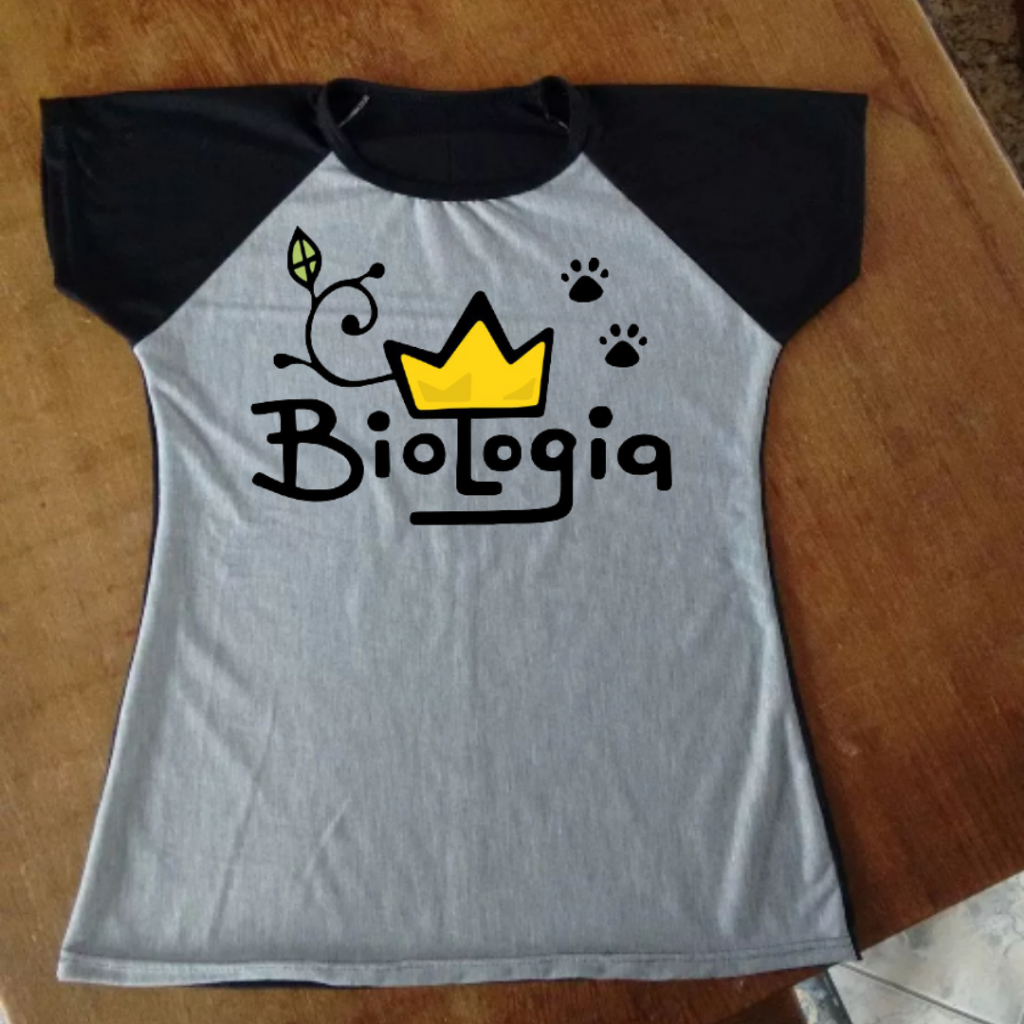 Camiseta de Biologia com Coroa - Raglan Feminina