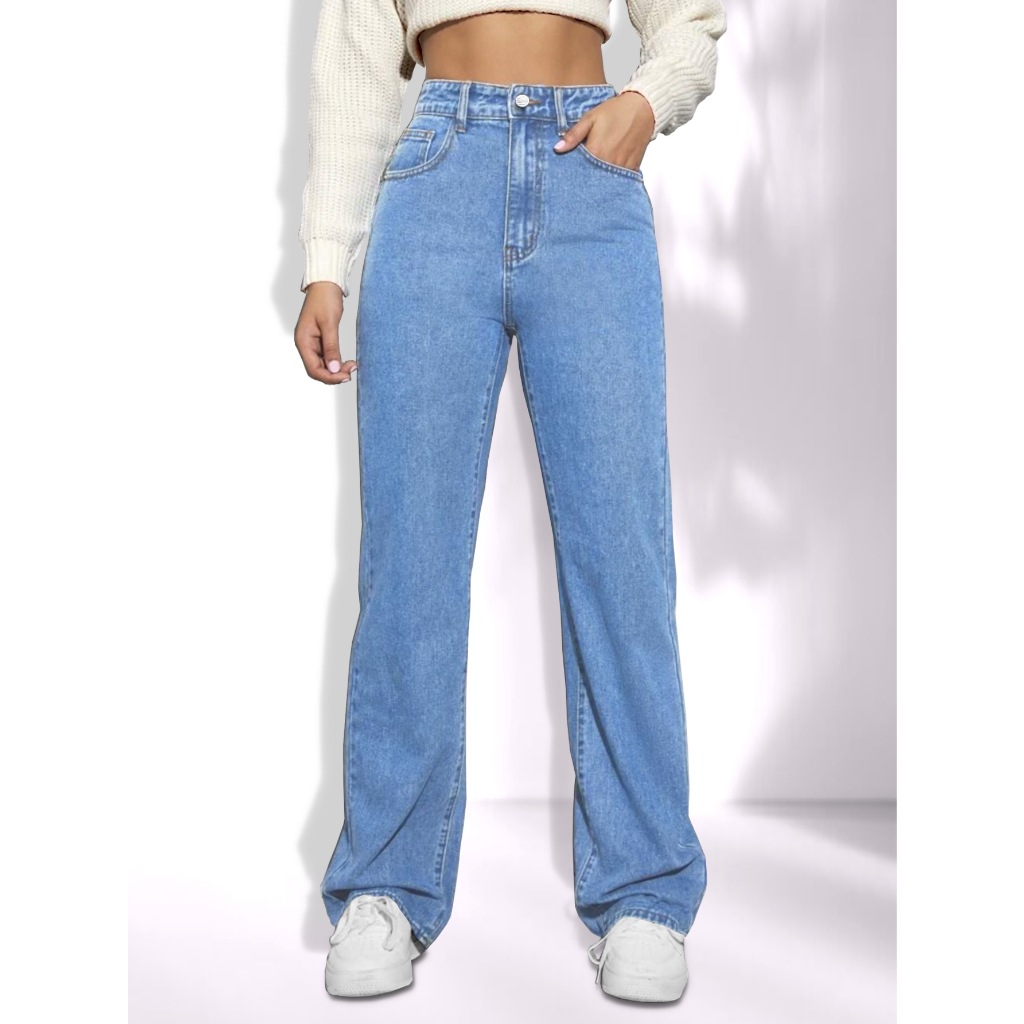 Calça Jeans Wide Leg  Feminina Perna Larga Cintura Alta Moda Fashion l Jeans Casual l Jeans Pantalona 100% Algodão