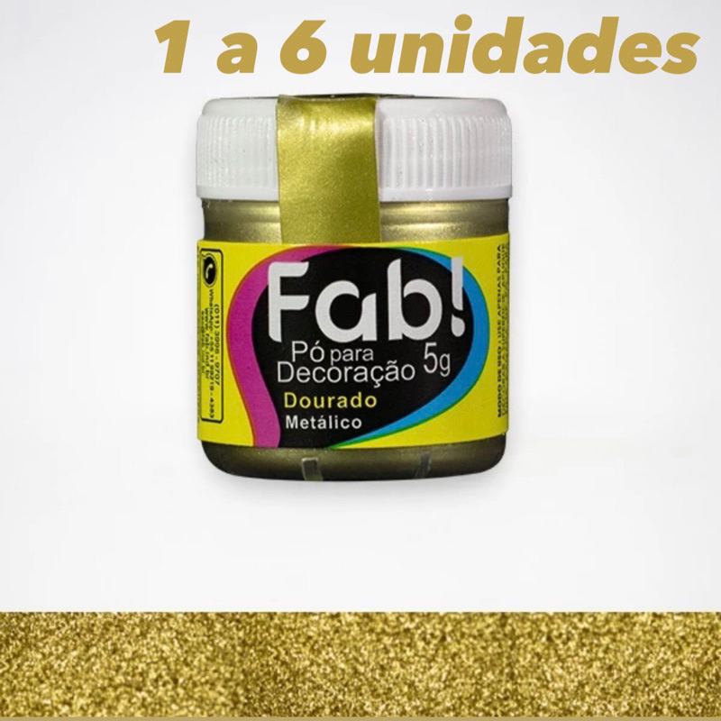 KIT Pó FAB DOURADO 5g -Corante Brilho Comestível De Colorir Brilhante Metálico Alimentício Confeitaria Padaria - Food & Beverages