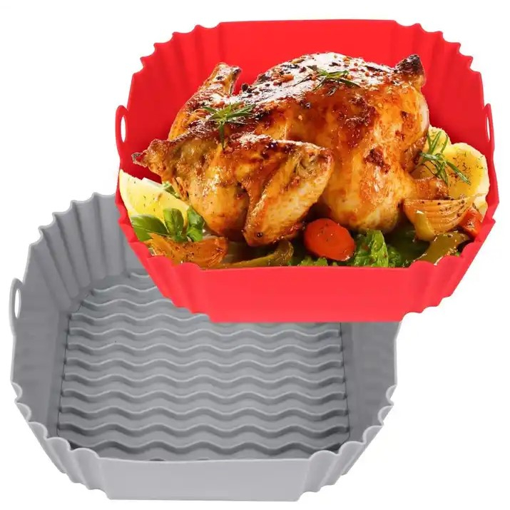 Forma De Silicone Quadrada Forro Para AirFryer  Cesto Fritadeira Elétrica Grande Air Fry Para 4L 5L