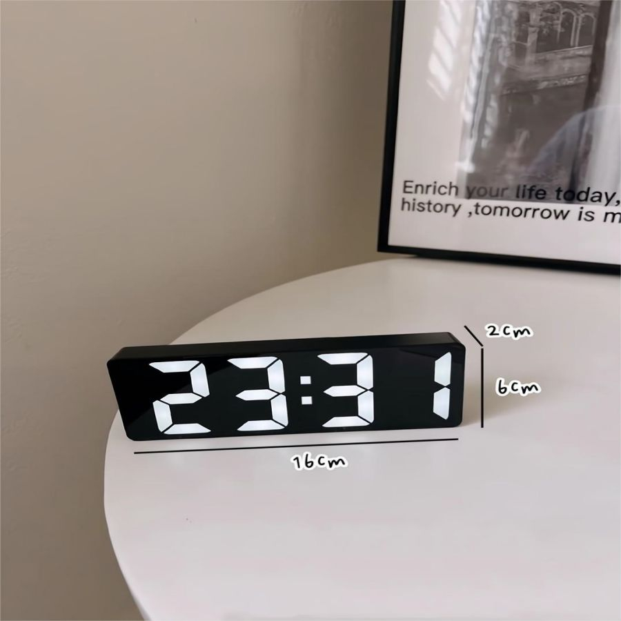 Relogio Digital Led LCD Brilha Portatil Cabeceira Mesa Espelhado Hora Despertador Alarme Temperatura