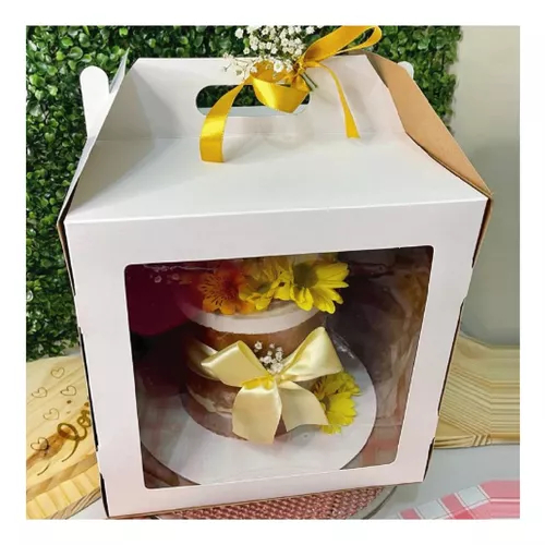 Caixas Bolo Alto Cake Box 18x18x18cm Com alça e Visor Confeitaria, Artesanato, Bolos, Cake KIT 5~20
