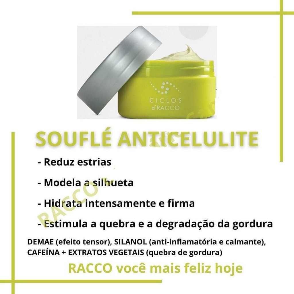 Souffle anti-celulite e gorduras localizadas verão Racco