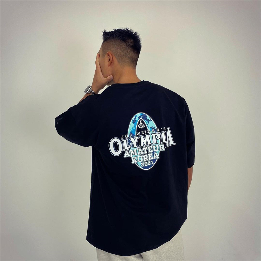 Camisa Oversized Esportiva Confortável Verão Algodão Fitness Bodybuilding Camisetas Blusa
